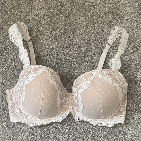 Victoria's Secret Other - Victoria's Secret Dream Angles lined Demi bra Sz 36DD beige w/ lace overlay